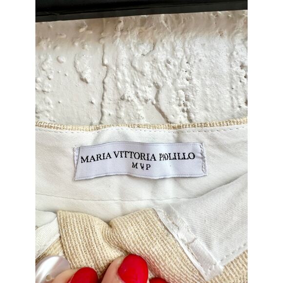 MVP Wardrobe Malibù High Waisted Wide Leg Palazzo Pants Beige Women's 38 / US 4 - Picture 5 of 8